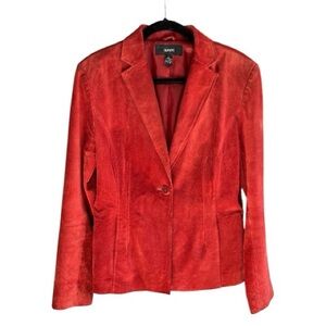 VINTAGE Alfani Suede Leather Blazer Jacket Brick L
